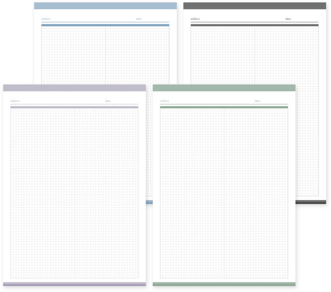 어반 모눈 노트패드 A4 4종세트 B, 마린블루 + 블랙 + 라일락 + 세이지그린, 1세트