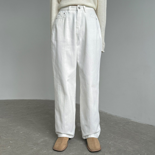 플랜데이 여성용 하쿠 베이직 기모 코튼 와이드팬츠