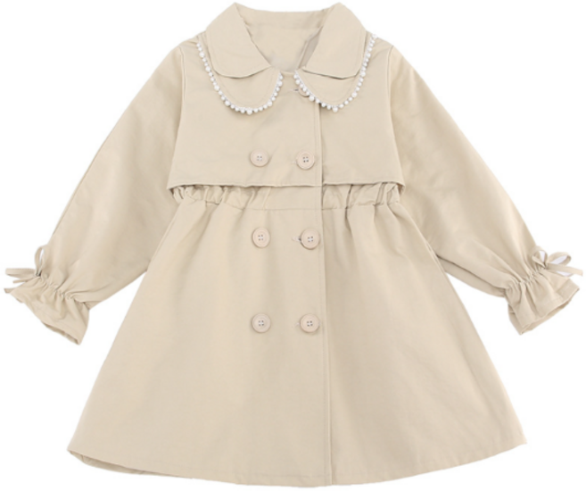 앤젤아이 여아용 소매리본 2단카라 트렌치코트