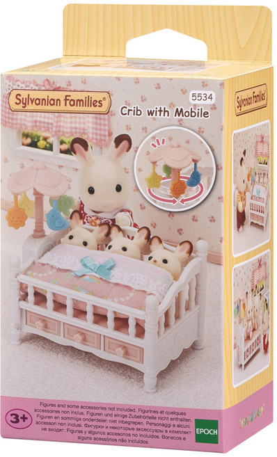 실바니안패밀리 세쌍둥이 아기 침대와 모빌 피규어 5534, 1세트