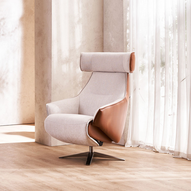 리바트 아티모 패브릭 1인용 리클라이너 소파 방문설치, 시 트렌치 소프트 샌드