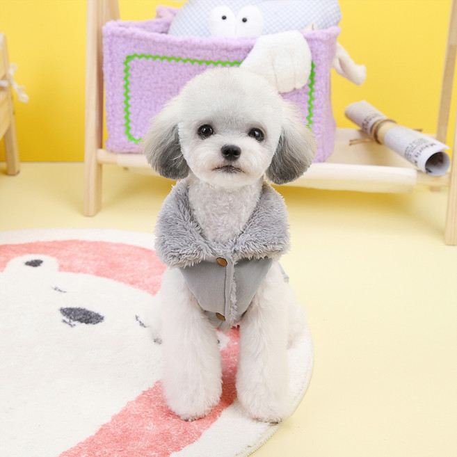 칠시 강아지 무스탕 베스트, 블루, 1개