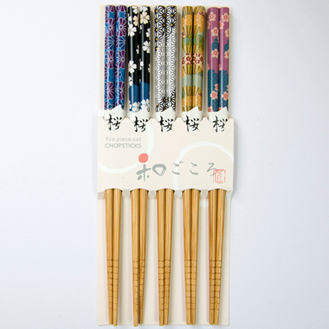 큐트미 꽃무늬 젓가락 세트 MP560, 혼합색상, 1세트, 5종