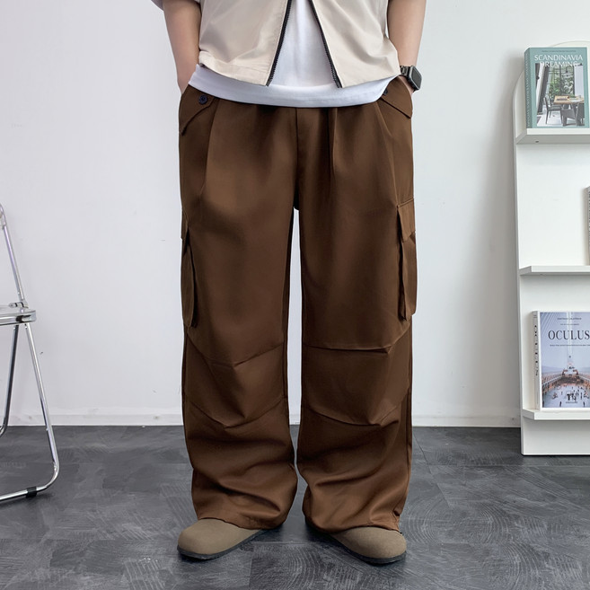 콘피아르 남성용 편안하고 힙한 파라슈트 카고 와이드 팬츠 TC9543