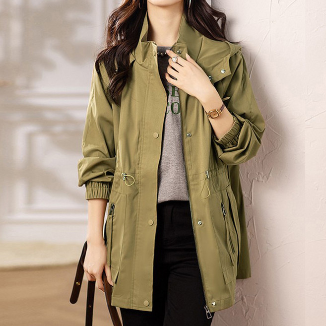 퀸이즈 여성용 럭셔리 디테일 후드 야상 자켓