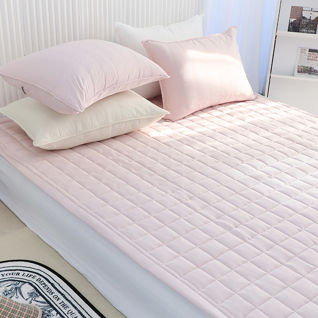 이불넷 알러지케어 킹시리즈 패밀리 고정밴드형 누빔 침대패드, 핑크