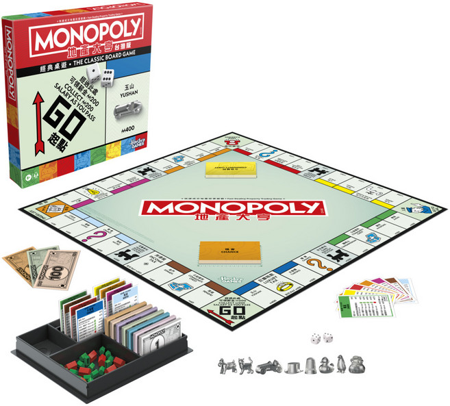 Hasbro 孩之寶 MONOPOLy 地產大亨 經典台灣版 快速成交地產投資遊戲, 多色, 1盒