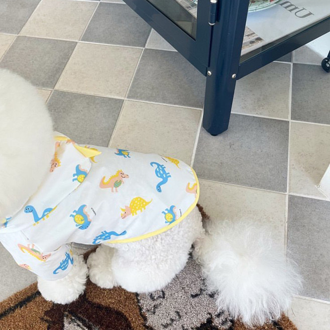 요런개 반려동물 공룡 머리 포인트 레인코트, 02 옐로우, 1개