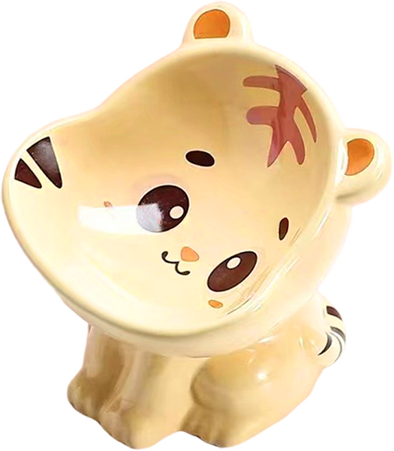 毛皇上 動物造型陶瓷碗, 老虎 黃色, 1個