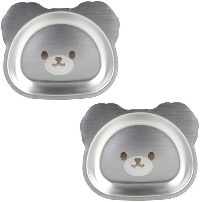 플라라 아동용 둥글동글 간식접시, 곰돌이, 2개