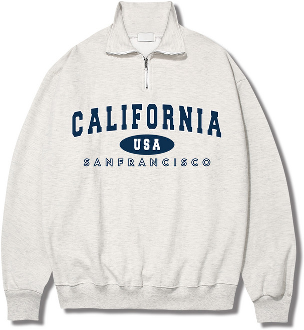 일루소 남녀공용 특양면 캘리포니아 USA 하프 집업 맨투맨