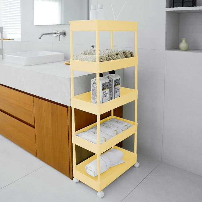 가쯔 로이드 이동식 선반 트롤리 틈새 5단 수납장, 허니옐로우
