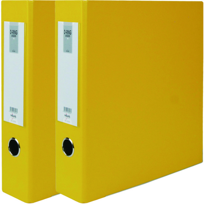 마이다스 D링 합지 바인더 명찰형 3공 A4 7cm, 노랑색, 2개