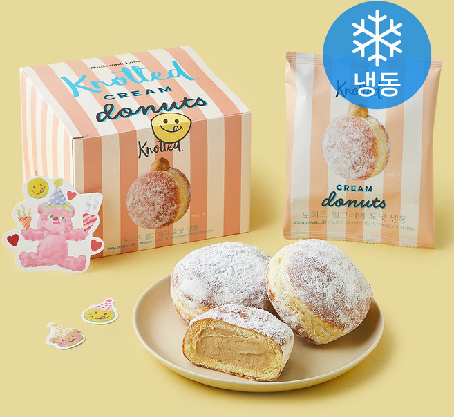 노티드 얼그레이 크림 도넛 (냉동), 100g, 1개, 3개입