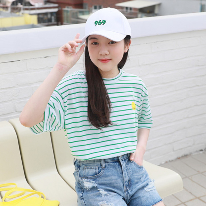 나나주니 라운드넥 JT스마일단가라 반팔 티셔츠