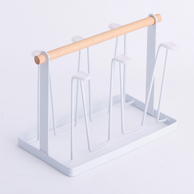 DIGIXO 우드 컵 정리 건조대, 화이트, 1개