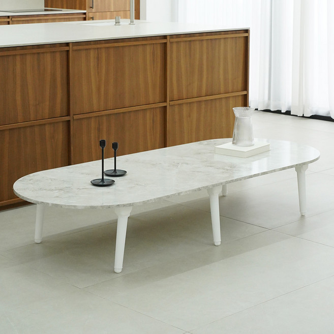 LPM6단높이조절타원형8~10인용대형테이블고객직접설치, 마블 클래식