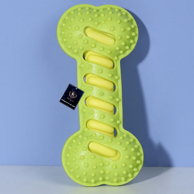 딩동펫 반려동물 삑삑이 크랙 뼈다귀 치석제거 장난감, 그린, 1개
