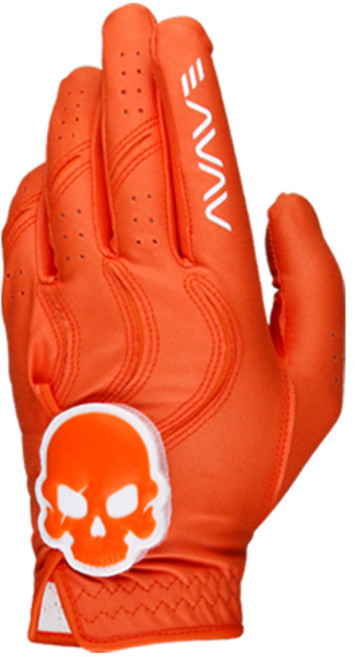 어베이브 남성용 스컬로고 칼라 골프장갑 왼손용, 오렌지, 1개