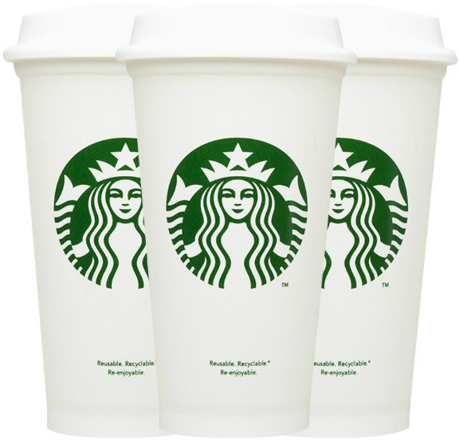 STARBUCKS 星巴克 可重複使用熱飲杯 一般包裝 3入, 白色, 473ml, 3個