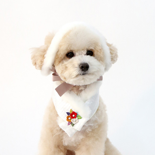 이츠독 반려동물 설중화 누빔 목도리, 화이트, 1개