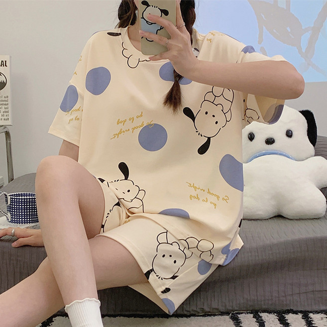 비올라 여성용 면 홈웨어 잠옷 상하의 세트 Vio0014