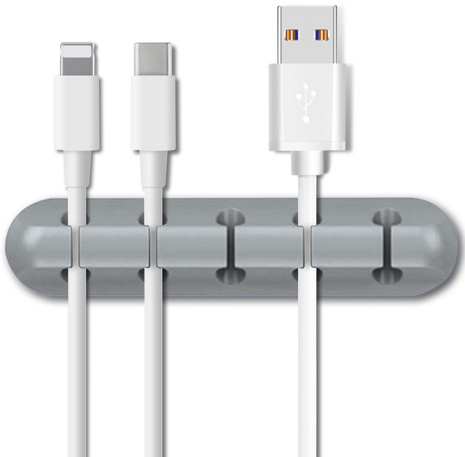 엔더 USB 충전 케이블 선정리 홀더 클립 5구, 1개, 그레이