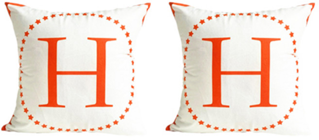 오렌지 테마 홈 스타일 소파 쿠션 커버 2p