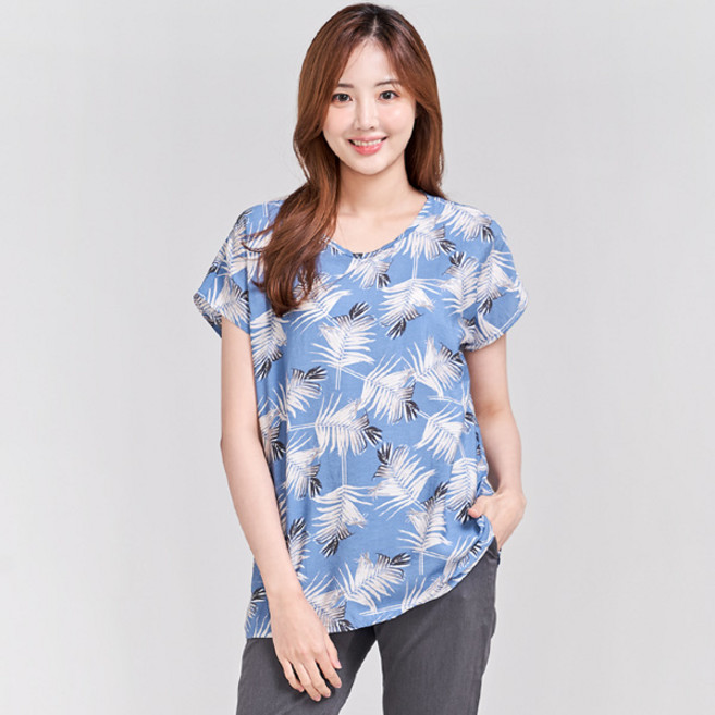 eline 女性綠色嫘縈短袖T恤 1412