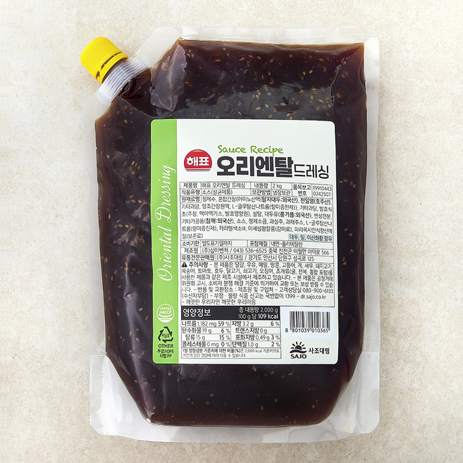 해표 오리엔탈 드레싱, 2kg, 1개