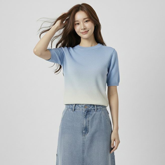 Paperments 女款 Elvely 粉彩漸層短袖針織衫 14150