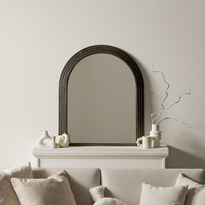 소르니아 케이트 아치형 900 원목 화장대 벽걸이 거울 KL001, 월넛