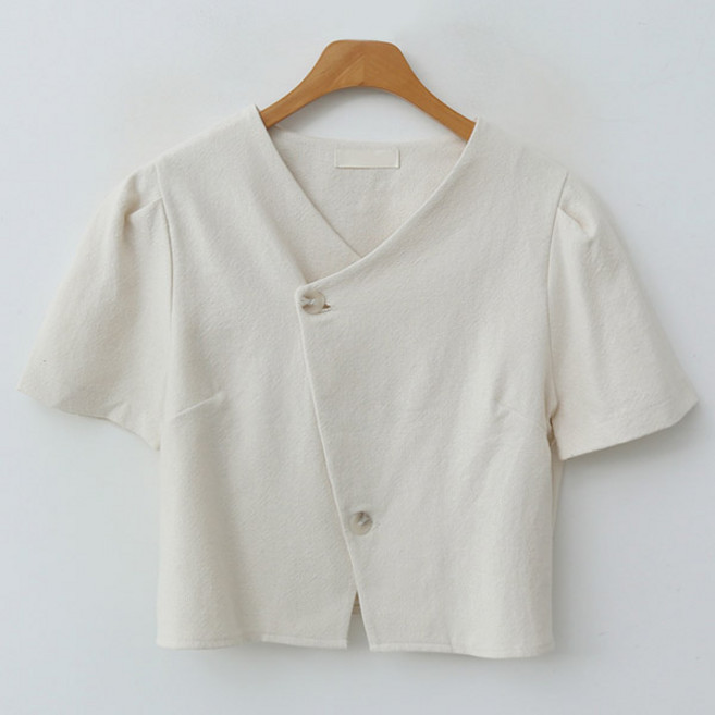 엔비룩 프리즈 사선 블라우스