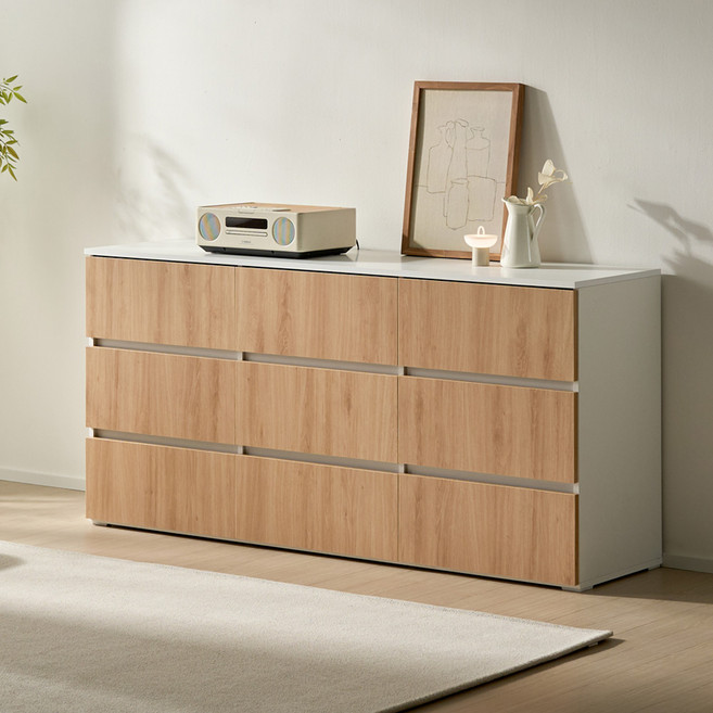 베이지메이트 리네아 서랍장 와이드 3단 9칸 방문설치, 오크화이트, 9개