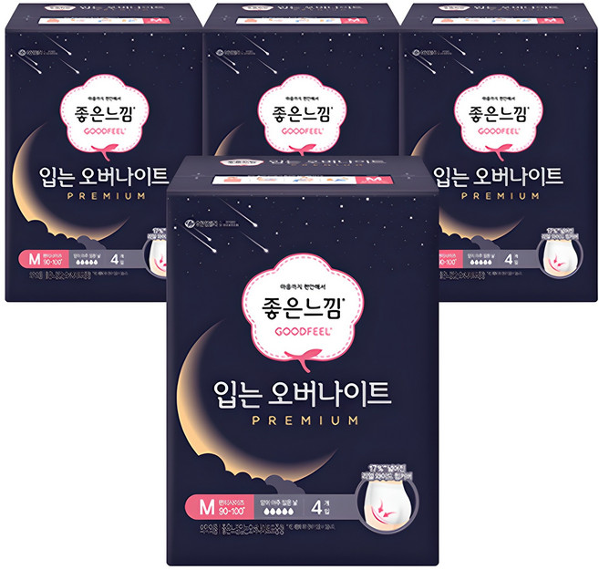 [箱裝]GOODFEEL 頂級褲型夜用, 4片, M, 4包