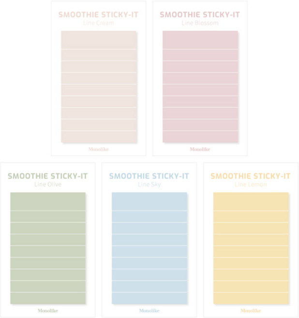 모노라이크 스티키 점착메모지 스무디 ver2 5종 세트, Line, 1세트