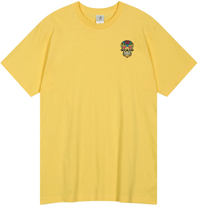 언탭트 남녀공용 통기성 16수 멕시칸 스컬 프린팅 반팔 티셔츠