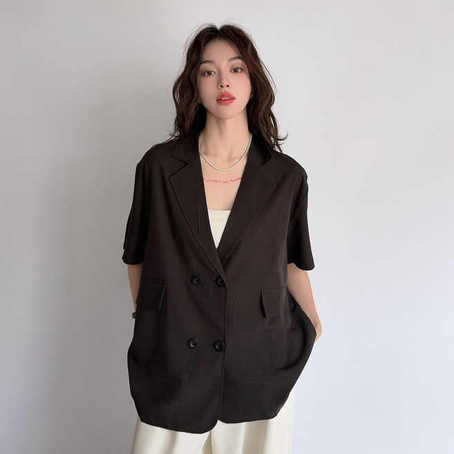 더시럽 여성용 컬러풀 코지 반팔 재킷