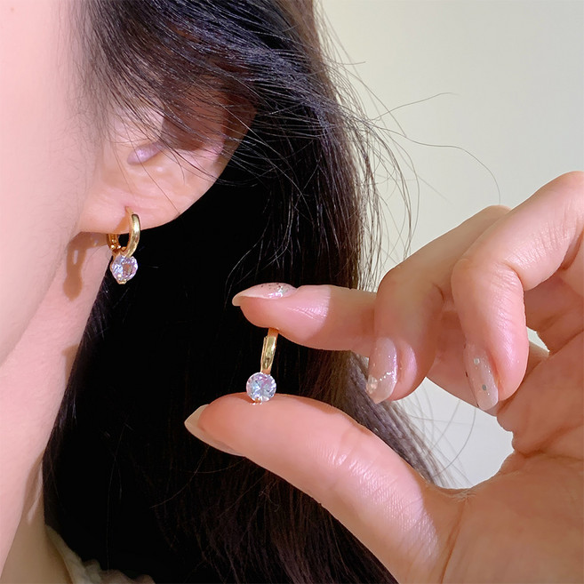 스타일플래닛 여성용 원터치 큐빅 귀걸이 6mm