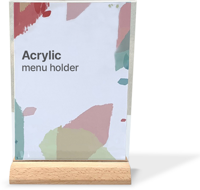 애드라벨 T형 나무 아크릴 메뉴판 POP 꽂이 세로, 1개