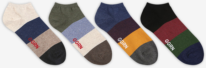 GGRN 남성용 캐주얼 패턴 스니커즈 패션 발목 양말 컬렉션 4종 세트