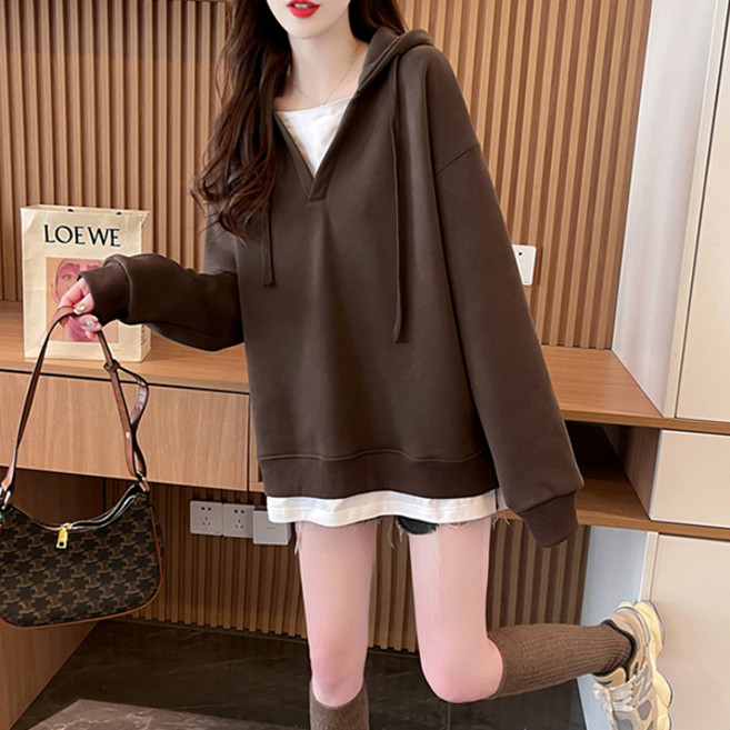 LUNA GIRL 女款無痕一體式連帽大學T L24WT101003