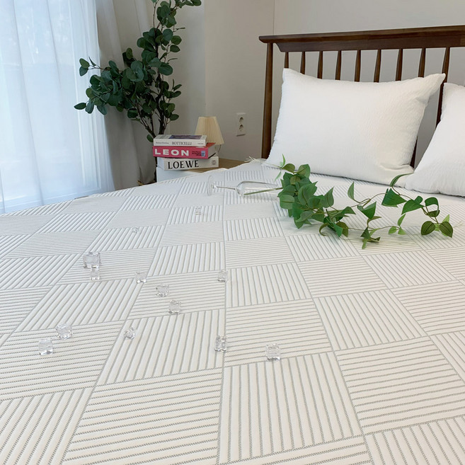 한스갤러리 듀라론 고정밴드 냉감 침대 패드, 쿨그레이