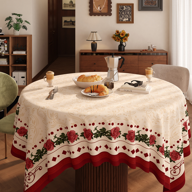 델리리움 아메리칸 레트로 원형 고급 식탁보, type 8, 1개, 90 x 140 cm