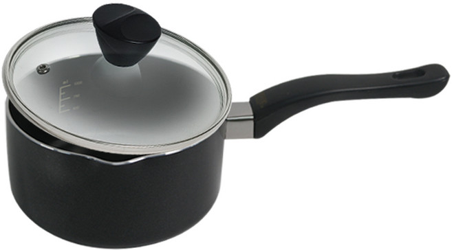 오스벨 베이직 밀크팬 편수냄비 + 유리뚜껑 세트, 16cm, 혼합색상, 1세트