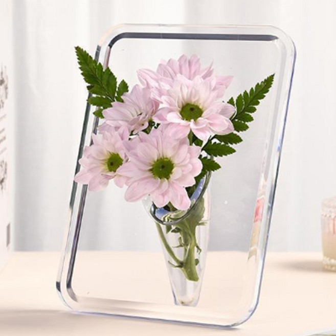 엔도브 아크릴 액자 인테리어 꽃병, 투명