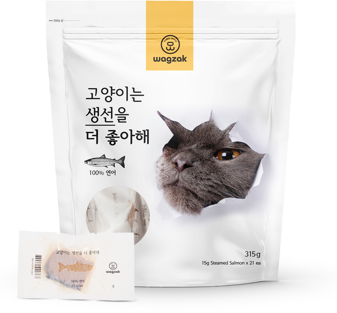 와그작 고양이는 생선을 더 좋아해 고양이 간식 21p, 연어, 315g, 1개