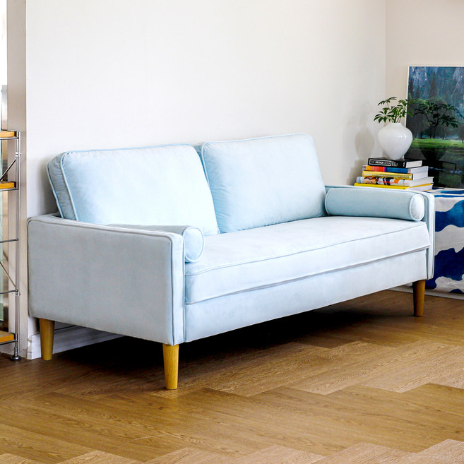 아이와비 유즈 벨루어 패브릭 3인용 소파 방문설치, 아쿠아블루