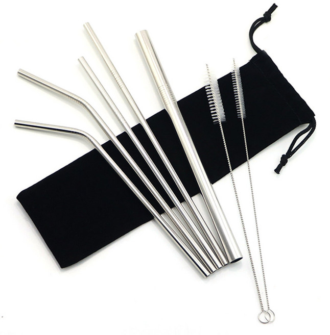 스텐빨대 7종 + 파우치 세트, 1세트