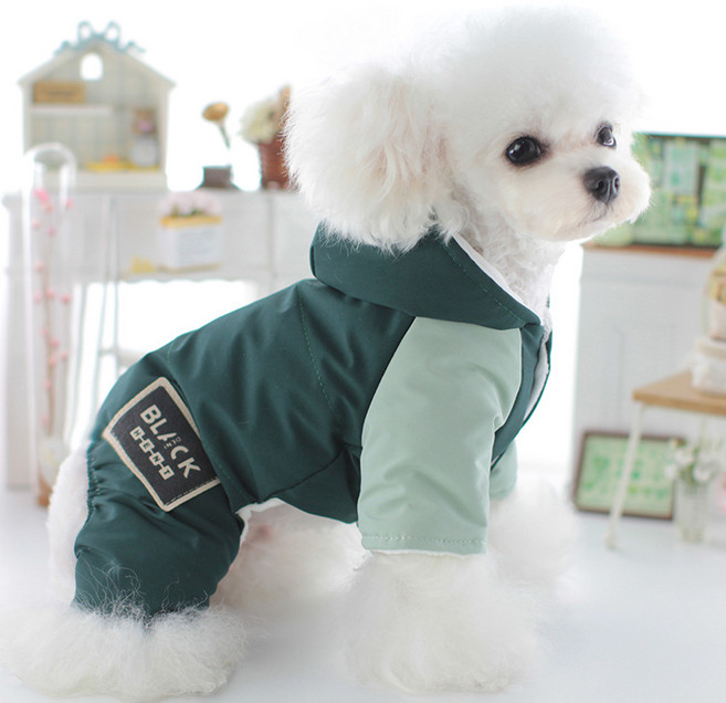 파스텔펫 반려동물 후드 패딩 올인원, 그린, 1개